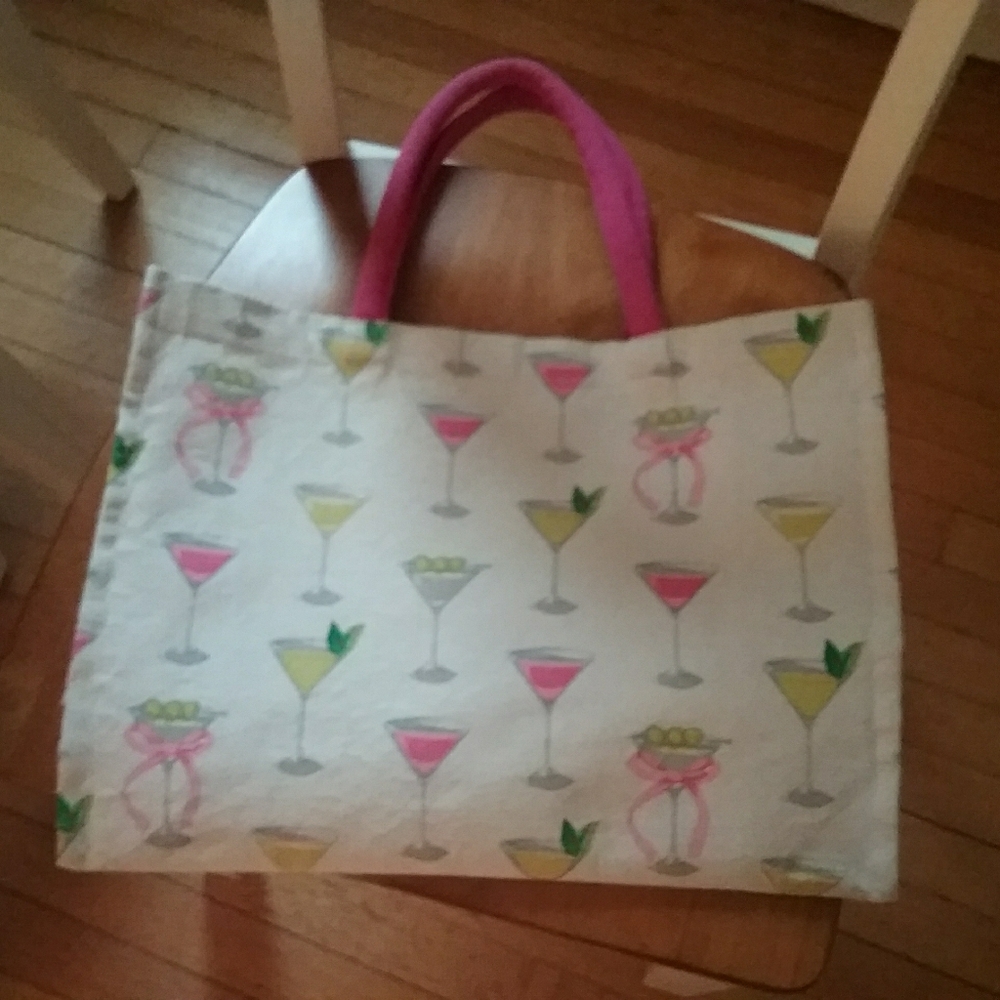 Pink Cocktail Print Tote Bag